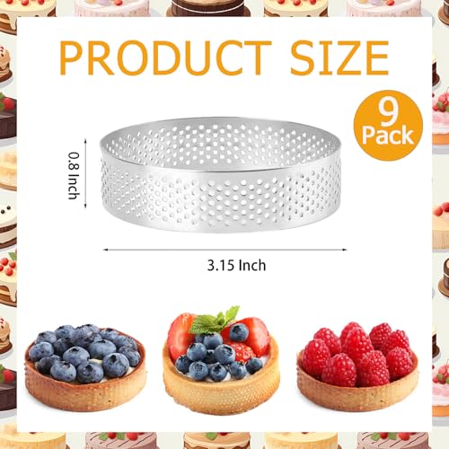 9 Pack 3.15 Inch Perforated Tart Rings (9 Count)