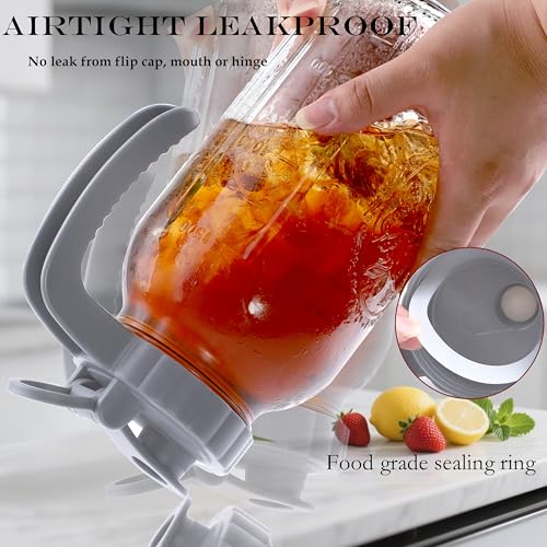 64 Oz Glass Mason Jar Water Pitcher With Lid Wide Mouth Sun Tea Pitchers (2 Count)