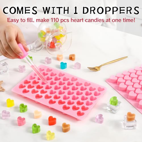 Heart Mini Silicone Gummy Molds with 1 Dropper