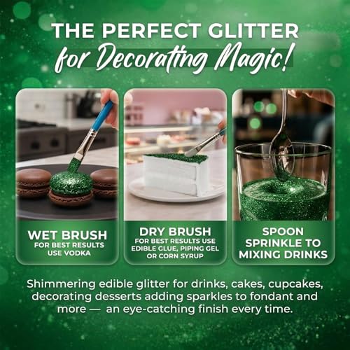 Dark Green Edible Glitter for Drinks 20g