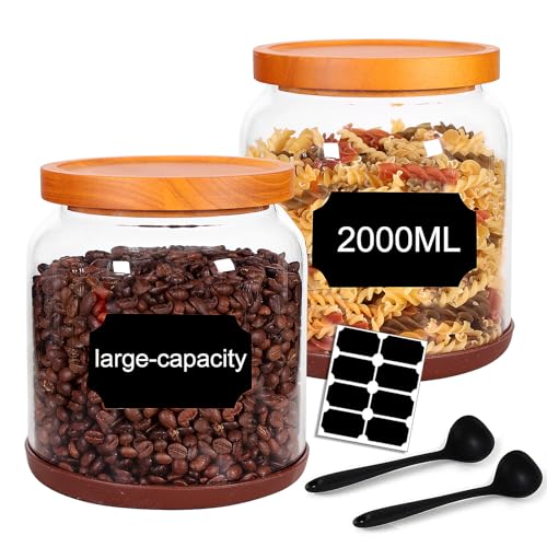 2 Pack Striped Borosilicate Glass Airtight Canisters