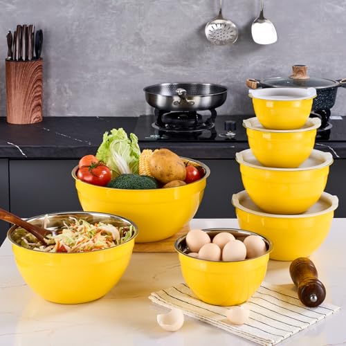 Yellow Mixing Bowls With Airtight Lids