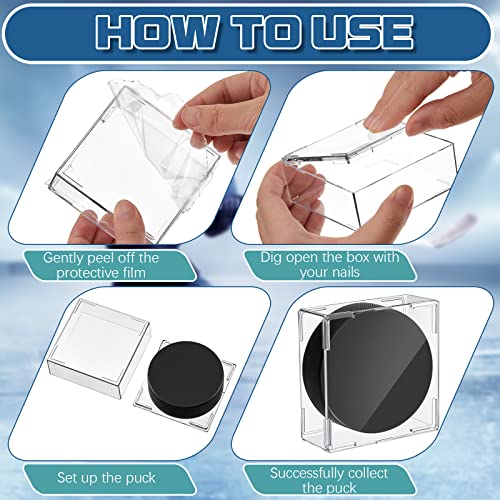 30 Pcs Hockey Puck Display Case Square Holder with Snap Closure (30 Count)