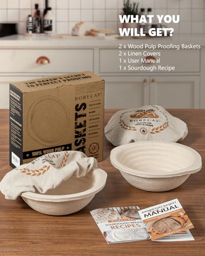 Wood Pulp Banneton Bread Proofing Baskets Set of 2