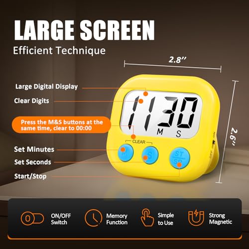 Digital Kitchen Timers for Cooking (2 Count)