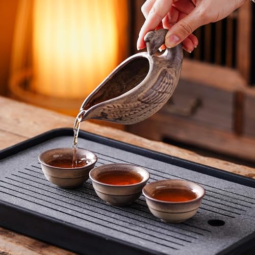 Ceramic Teapot with Infuser Semi Automatic Tea Set Magic Teapot with 8 cups Gradient Color (11 Count)