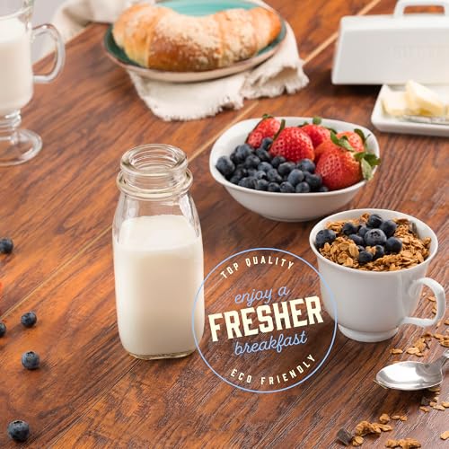 12oz Square Glass Creamer Bottles with Lids (6 Count)