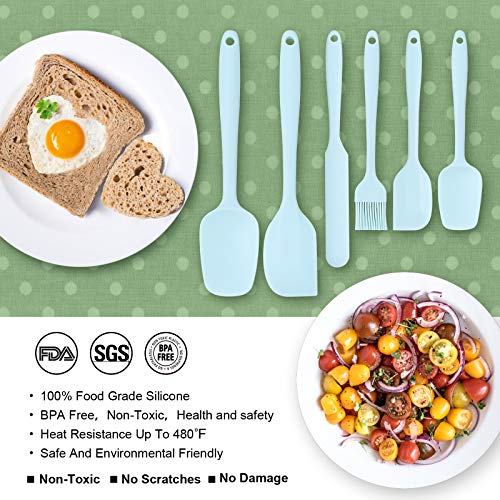 Silicone Spatula Set Food Heat Resistant Kitchen Rubber (6 Count)
