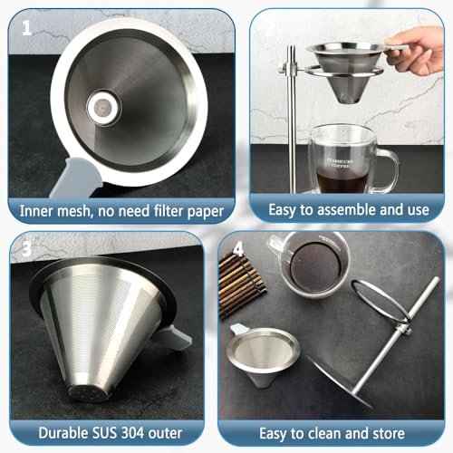 Adjustable Stainless Steel Coffee Dripper Stand for Pour Over Brewing
