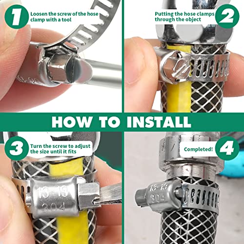 10PCS Hose Clamps Stainless Steel Adjustable 1