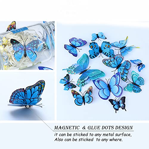 3D Butterfly Wall Decor Butterfly Decorations Stickers with Magnets (24 Count)
