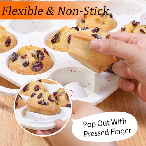 Silicone Muffin Pans for Baking with Metal Framed (2 Count)