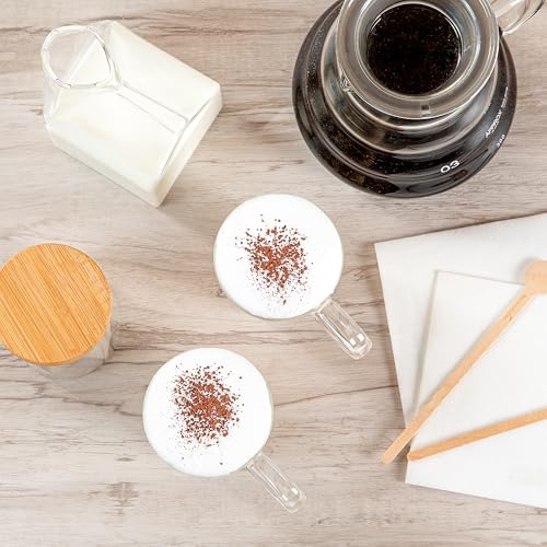 Glass Espresso Cups 5 Count 12 Ounces Borosilicate Double Wall Glass Coffee Mugs Insulated Clear Tea Drinkware for Hot or Cold Beverages (12 Count)