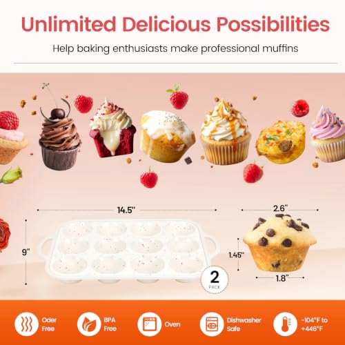 Silicone Muffin Pan with Metal Reinforced Frame (2 Count)