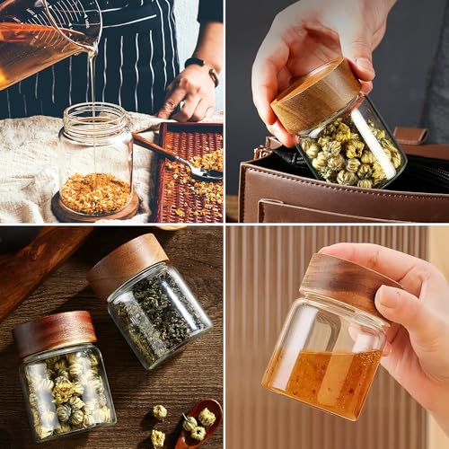 18 oz 550 ml Clear Glass Storage Canister with Airtight Wooden Lid