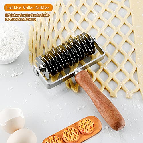 Stainless Steel Lattice Dough Cutter with Wood Handle