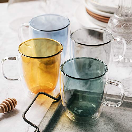 BTaT Double Walled Glass Coffee Mugs (4 Count)