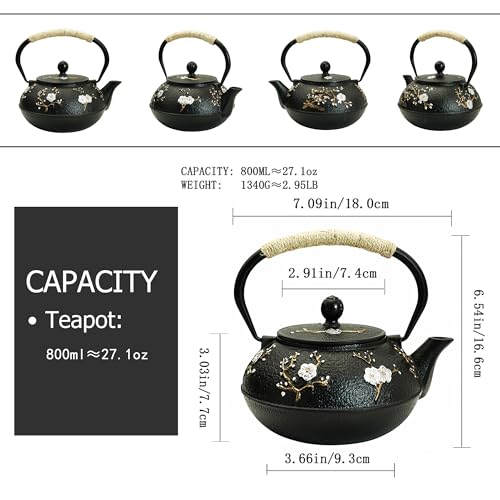 27oz Small Cast Iron Tea Pot for Stovetop