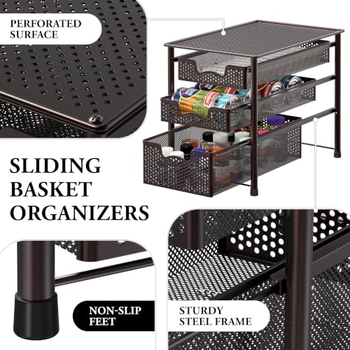 Stackable 3 Tier Sliding Basket Organizer Drawer (3 Count)