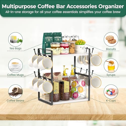 Coffee Station Bar Organizer Mug Holder Stand Countertop