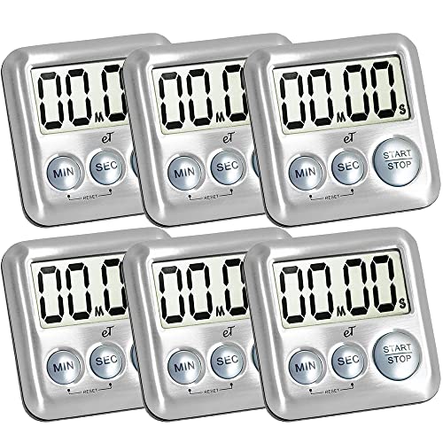 Elegant Digital Kitchen Timer Stainless Steel (6 Count)