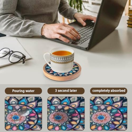 Wood Coasters Set of 4 with Holder