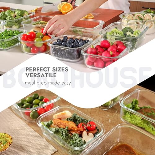 10 Pack Glass Food Storage Containers with Tempered Glass Lids (10 Count)