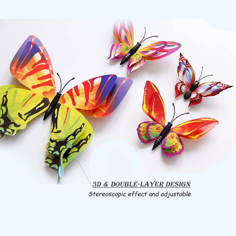 3D Butterfly Wall Decor Butterfly Decorations Stickers with Magnets (48 Count)
