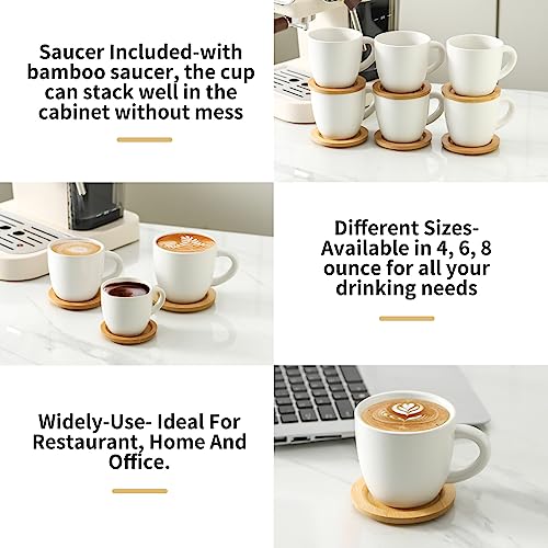 8 oz Cappuccino Cups with Saucers set of 6 (6 Count)