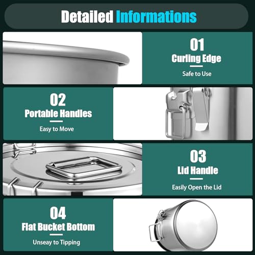 405 OZ Stainless Steel Canister Rice Cereal Grain Storage Containers with Lid Airtight Coffee Bean Storage Milk Flour Sugar Food Storage for Home Bar Restaurant