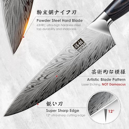 Kitchen Knife Set with Double Sided Magnetic Knife Block (7 Count)