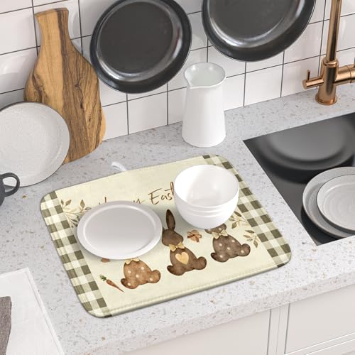 Happy Easter Dish Drying Mat for Countertop