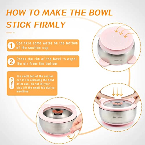 Food Grade Stainless Steel Baby Bowls with Leakproof Tempered Glass Lid