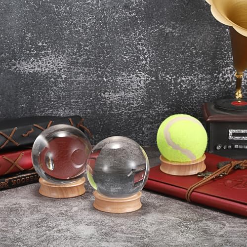 Pack of 3 Wooden Sphere Holder Display Stand for Crystal Sport Ball (3 Count)