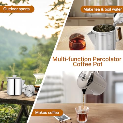 No Coating 6 Cup Percolator Coffee Pot 304 Stainless Steel