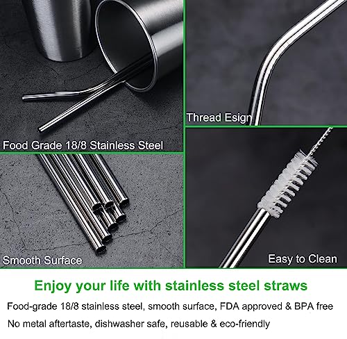 12 Pack 0.24" Wide Reusable Stainless Steel metal Straws (12 Count)