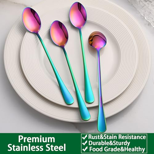 7.5 Inches Rainbow Stainless Steel Ice Tea Spoon (8 Count)