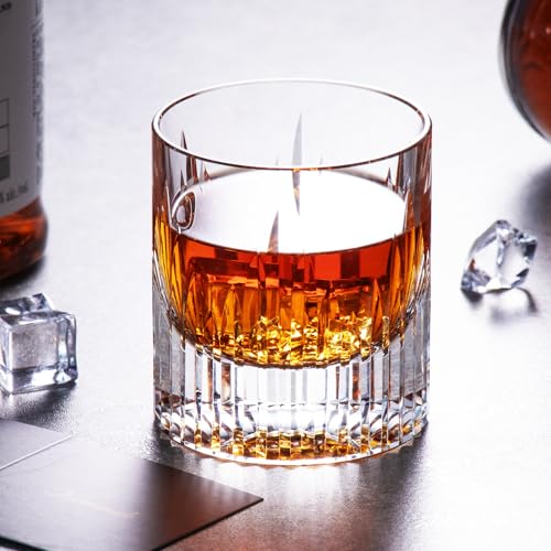 Crystal Whiskey Glasses Set of 2 Hand Blown Old Fashioned Glasses (2.02 Count)