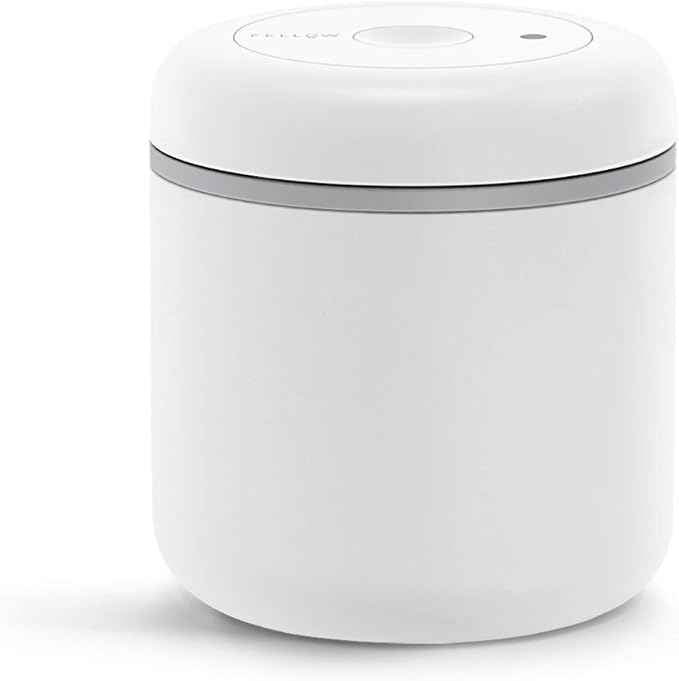 Fellow Atmos Vacuum Coffee Canister & Food Storage Container - 0.7 Liter Canister holds up to 11 oz of Coffee Beans - Airtight Food Storage Containers - Containers - 0.7 Liter - Matte White