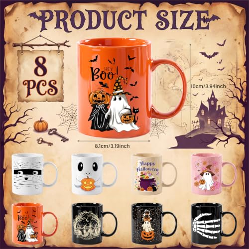 8 Pcs Ceramic Coffee Mugs 12 Oz Handle (8 Count)