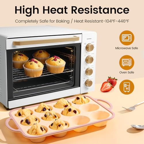Silicone Muffin Pans for Baking 2 Pack