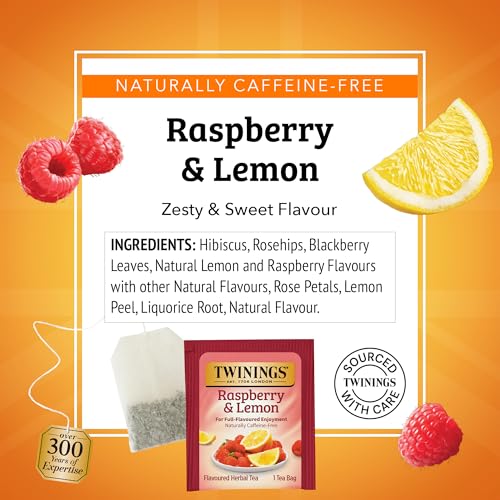 Raspberry & Lemon Herbal Tea Bags 20 CT Box (120 Count)