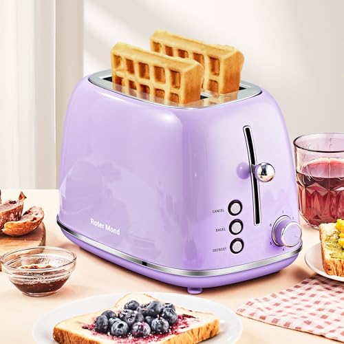 2 Slice Toaster Retro Stainless Steel with Bagel