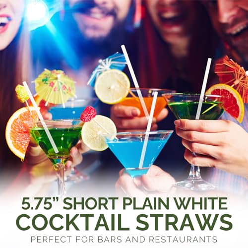 500 Bulk] 5.75 inch White Small Paper Straws for Kids (500 Count)