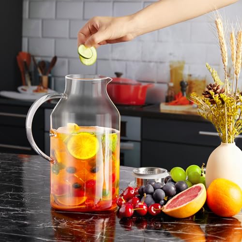 3 Liter 101 oz Glass Pitcher with Lid and Handle