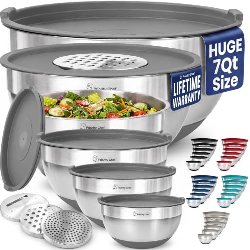6pc Stainless Steel Mixing Bowls with Lids Set (6 Count)