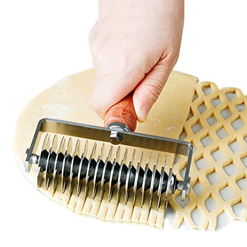 Stainless Steel Lattice Dough Cutter with Wood Handle