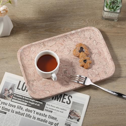 Marble Tray 12"x8" Natural Marble Vanity Tray for Countertop Bathroom Kitchen Dresser