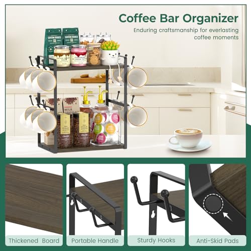 Coffee Station Bar Organizer Mug Holder Stand Countertop