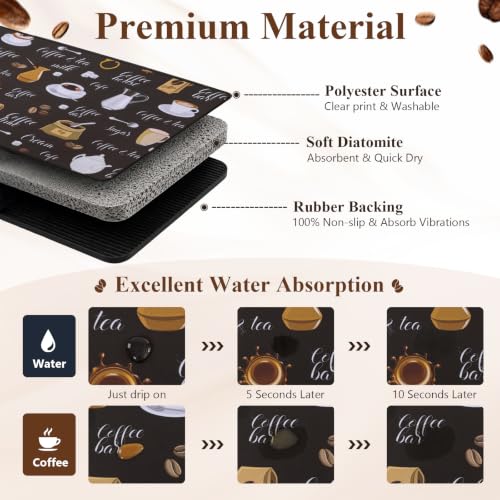 Coffee Mat 2 Pack 12x19 Inch Absorbent Non